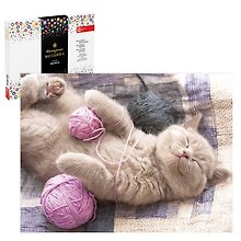 Набор для творчества. Алмазная мозаика на подрамнике "Котенок с клубком", 30 х 40 см