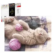 Набор для творчества. Алмазная мозаика на подрамнике "Котенок с клубком", 30 х 40 см