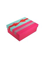 Коробка подарочная "Розовый атлас на мятном "  22*15*7см, декор. бант, розовый, картон, Хансибэг