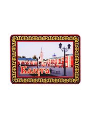 ГС Магнит Калуга Панно с золотым орнаментом Достопримечательности города вид 2 (дерево с зеркальной деталью) (7,5см)