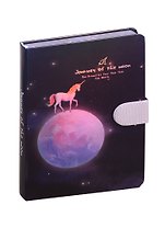 Блокнот с магнитной застежкой "Единорог и Луна. Journey of the moon", 224 страницы, 13 х 19 см