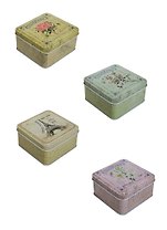 Сувенир, Шкатулка жестяная квадратная (в ассорт.) (9х9х5)