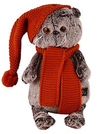 Игрушка мягкая Budi Basa, Басик в вязаной шапке и шарфе 22см