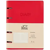 Ежедневник недат. А5 136л "Joy Book" особый красный, иск.кожа, интегр.переплет, 4 кольца, разделители