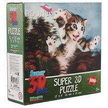 Пазл, Super 3D, Pounce: Пушистый охотник 100эл., 31*23см