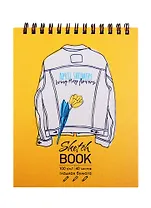 Скетчбук А6+ 125*160 40л "Yellow mood" белый офсет, 100г/м2, тв.обложка, евроспираль