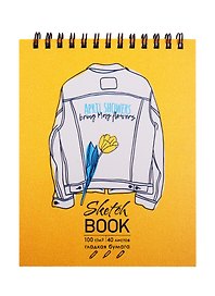 Скетчбук А6+ 125*160 40л "Yellow mood" белый офсет, 100г/м2, тв.обложка, евроспираль
