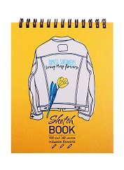 Скетчбук А6+ 125*160 40л "Yellow mood" белый офсет, 100г/м2, тв.обложка, евроспираль