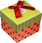 Коробка подарочная "Сердечки и горошек" зеленая крышечка 13*12*10.5см
