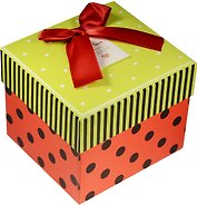 Коробка подарочная "Сердечки и горошек" зеленая крышечка 13*12*10.5см