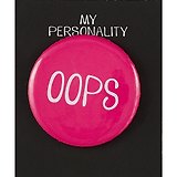 Значок круглый OOPS (фуксия) (металл) (38мм)