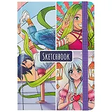 Скетчбук А5 80л "Аниме" 70г/м2, кремовая бумага, тв. переплет, выб. лак, резинка