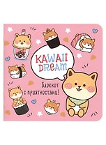 Записная книжка А6+  32л 130*130 кл. "Блокнот Kawaii (розовый)" карт.обл., мат.ламинация, выб.лак
