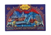 Сувенир, Магнит "Коллаж Мост ночь (львы)" 9*6см фольга [7118]