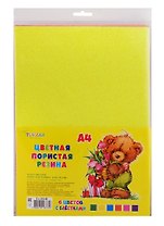 Набор ддя творчества, TUKZAR, Набор цветной пористой резины с блестками, толщина - 2мм, 6л, 6цв