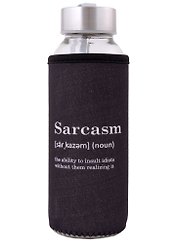 Бутылка в чехле Sarcasm (словарь) (черная) (стекло) (300мл)