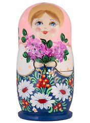 Матрешка 5 в 1 средняя (Цветы, Эскиз 12, Ромашки)