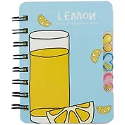Записная книжка 95*120 57л лин. "Lemon" карт.обл., вырубка, спираль, инд.уп., ассорти