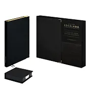 Ежедневник недат. А5 160л "Шеврет глосс" черный, мягк.переплёт, иск.кожа, подставка с бум.блоком с ПВХ-крышкой