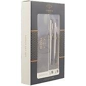 Подарочный набор Parker, IM Brushed Metal GT, ручка шариковая и ручка-роллер черные - 0