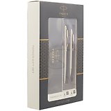 Подарочный набор Parker, IM Brushed Metal GT, ручка шариковая и ручка-роллер черные
