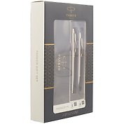 Подарочный набор Parker, IM Brushed Metal GT, ручка шариковая и ручка-роллер черные