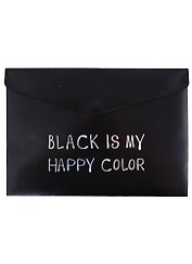Папка-конверт А4 на кнопке "Black is my happy color", черная