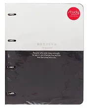 Тетрадь А4 120л кл. "Believe", айвори полоса, на кольцах, смен.блок, обл. кожзам, тиснение фольгой, инд.уп