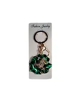 Брелок со стразами Лягушка на листе (19-7) металл