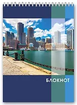 Блокнот, 80л. Феникс+ А6 Мегаполис у реки клетка, на спирали 45867