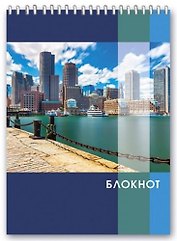 Блокнот, 80л. Феникс+ А6 Мегаполис у реки клетка, на спирали 45867