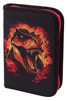 Пенал 1 отделение "Fire dino" с наполнением, 21*14 см, 24 предмета