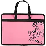 Папка для тетрадей А4 "Веселый кот" 34*25*8см пластик, молния, текст.ручки, расширение