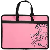 Папка для тетрадей А4 "Веселый кот" 34*25*8см пластик, молния, текст.ручки, расширение