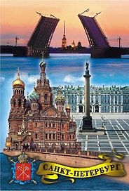 Сувенир, Магнит мет.пл.под кожуКоллаж.Спас-Дворцовая-Мосты 5,5х8см 02-K-01K10