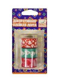 Лента FANCY клейкая декоративная Сердечки-2, 18мм x 3м х 3шт