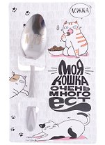 Ложка подарочная на открытке Котик (металл) (3х14)