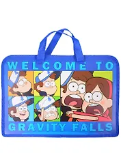 Папка для тетрадей А4 1отд. "Гравити Фолз" пластиковая, молния, текстильн.ручки, индив.уп.