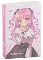 Скетчбук Аниме Девушка с бантиком (Сёдзё) (цветная) (124л) (14,5х21) 