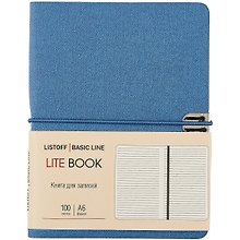 Записная книжка «Lite Book. Синий» А6, 100 листов в линейку, экокожа, Listoff