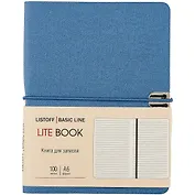 Записная книжка А6 100л лин. "LITE BOOK. Синий" иск.кожа, интегр.переплет, скругл.углы, ляссе, поперечн.резинка, инд.уп.