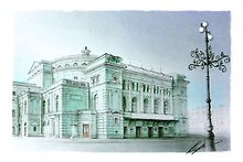 Открытка 10*15 карандаш Мариинский театр, О/006/016