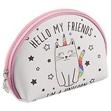 Косметичка на молнии полукруг Кошка-единорог (21*13см) (ПВХ бокс) (12-12058-VV-8778)