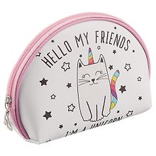 Косметичка на молнии полукруг Кошка-единорог (21*13см) (ПВХ бокс) (12-12058-VV-8778)