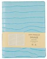 Книга для записей А5 100л лин. "Savage. Голубой" евроспираль, иск.кожа, тонир.блок., тиснение серебр.фольгой, петля д/ручки, кармашки