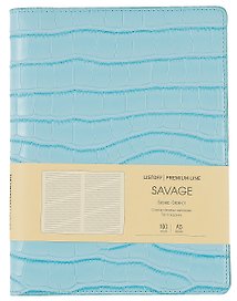Книга для записей А5 100л лин. "Savage. Голубой" евроспираль, иск.кожа, тонир.блок., тиснение серебр.фольгой, петля д/ручки, кармашки