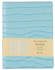 Книга для записей А5 100л лин. "Savage. Голубой" евроспираль, иск.кожа, тонир.блок., тиснение серебр.фольгой, петля д/ручки, кармашки