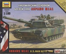 Сборная модель ЗВЕЗДА, Танк Американский основной боевой M1A1 (1:100) 7405