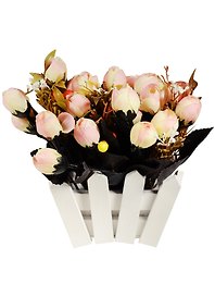 Декор Розы в заборчике (чайные) (12х15см) (0686001/3)