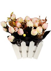 Декор Розы в заборчике (чайные) (12х15см) (0686001/3)